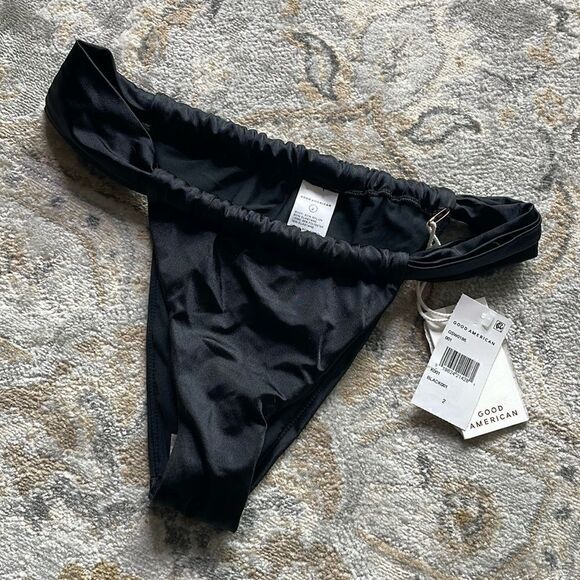 NWT GOOD AMERICAN Shine Ruched Bikini Bottom - Picture 4 of 9